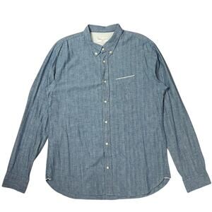 NEW Officine Generale Chambray Button Down Shirt MENS XL Blue Pocket PORTUGAL